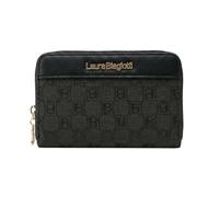Laura Biagiotti Große Damen-Geldbörse aus PU und Stoff mit Logo, mit Geldbörse und Geschenkbox, Schwarz , Compatto, Kompakt