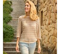 Laura Torelli Damen-Strickpullover im Ajour-Design beige M