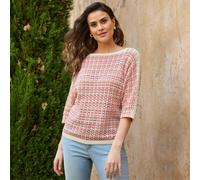 Laura Torelli Damen-Strickpullover im Ajour-Design rose L