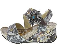 Laura Vita Damen Keilsandale Sandalette Absatz Blume Barry 324, Größe:38 EU, Farbe:Mehrfarbig