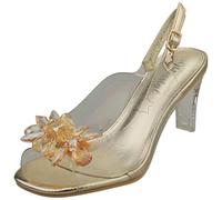 Laura Vita Damen-Sandalen Mira 01 durchsichtig-golden Cinderella-Absatz Größe 40