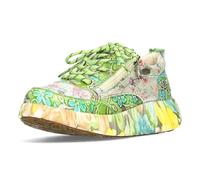 Laura Vita Damen Sneaker NIKITO-62 Floral Leder Reißverschluss Gummisohle Grün Größe 39 EU