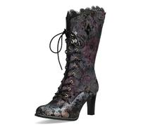 Laura Vita Alcbane 0351 Violet Floral Damen Gothic Viktorianische Lederstiefel mit Absatz EU 38