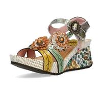 Laura Vita Keilsandalette Barry Damen Leder Beige Gr. 40