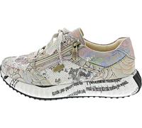 Laura Vita Damen Sneaker Leder Blumenmuster Schrift Reißverschluss Burton 1123, Größe:37 EU, Farbe:Rosa