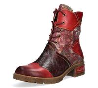 Schnürstiefelette LAURA VITA "LAURA VITA Stiefelette Leder/Textil", Damen, Gr. 38, rot (rot kombi), Leder, Textil, Schuhe Schnürstiefelette (76410355-38) rot kombi