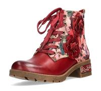 Schnürstiefelette LAURA VITA "LAURA VITA Stiefelette Leder/Textil", Damen, Gr. 38, rot, Leder, Textil, casual, Schuhe (13103527-38) rot