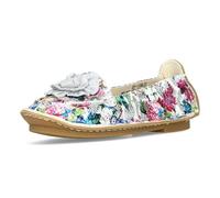 Laura Vita Damen Ballerina Leder Blumenmuster und Blütenapplikation Aucdreyo 21, Größe:39 EU, Farbe:Weiß