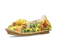 Laura Vita Damen Ballerina Leder Blumenmuster und Blütenapplikation Aucdreyo 21, Größe:40 EU, Farbe:Gelb