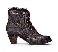 Laura Vita Damen-Blumen-Goth-viktorianische Leder-Fußstiefel mit Absatz - Alcizeeo-190 US 39