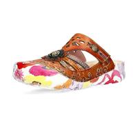 Laura Vita Damen Clog Leder mit Cut-Outs und floralem Muster Beczierso 61, Größe:39 EU, Farbe:Braun