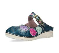 Laura Vita Damen Clog Mary Jane mit Riemchen und Lochmuster Dorry 20, Größe:39 EU, Farbe:Blau
