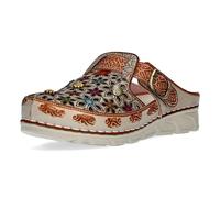 Laura Vita Damen Clog mit Cut-Outs und ornamentalem Muster Dorry 01, Größe:38 EU, Farbe:Braun