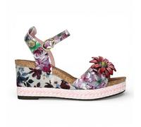 Laura Vita Damen-Espadrilles Facyo 75, lila-violett, mit Blumenmuster, aus Leder, Keilabsatz EU41