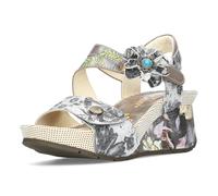 Laura Vita Damen Keilsandale Sandalette Absatz Blume Barry 324, Größe:39 EU, Farbe:Mehrfarbig