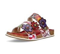 Laura Vita Damen Pantolette floral Gemustert Blumen mit Perlen Nieten Brcyano 16, Größe:39 EU, Farbe:Rot