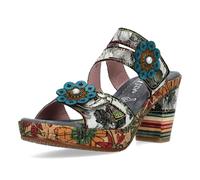 Laura Vita Damen Pantolette floral Ornamente Kork Plateau NELLAO 32, Größe:39 EU, Farbe:Grau