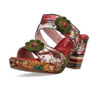 Laura Vita Damen Pantolette floral Ornamente Kork Plateau NELLAO 32, Größe:39 EU, Farbe:Rot