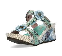 Laura Vita Damen Pantolette mit Nieten Plateau und Keilabsatz Barry 44, Größe:40 EU, Farbe:Blau