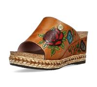 Laura Vita Damen Pantolette Plateau Espadrille mit Rosen Prägung Facyo 71, Größe:40 EU, Farbe:Braun