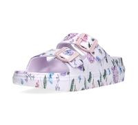Laura Vita Damen Pantolette Schnallen floral farbenfroh Plateau NUON 01, Größe:39 EU, Farbe:Lila