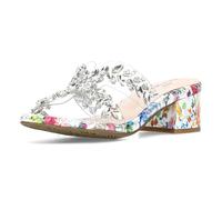 Laura Vita Damen Pantolette Strasssteine durchsichtig Gummisohle HUCBIO-41, Größe:40 EU, Farbe:Weiß