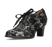 Laura Vita Damen Pumps Florale Leder Schnürpumps Blumenmuster Elcodieo 231, Größe:40 EU, Farbe:Grau