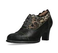 Laura Vita Damen Pumps Leder Schnürpumps mit Blumenmuster Elcodieo 231, Größe:38 EU, Farbe:Schwarz