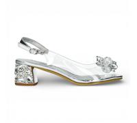 Laura Vita Damen-Sandalen Mily-22, durchsichtig silberfarben, zum Hineinschlüpfen, Cinderella-Absatz US 39