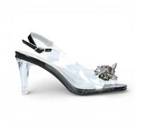 Laura Vita Damen-Sandalen Mira 01, durchsichtig schwarz, zum Hineinschlüpfen, Cinderella-Stil, spitz zulaufend, mit Knöchelriemen