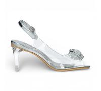 Laura Vita Damen-Sandalen Mira 01, durchsichtig silberfarben, zum Hineinschlüpfen, Cinderella-Absatz EU 37