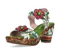 Laura Vita Damen Sandalette Blockabsatz Plateau Kork NELLAO 36, Größe:37 EU, Farbe:Grün