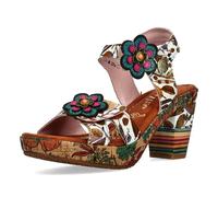 Laura Vita Damen Sandalette Blockabsatz Plateau Kork NELLAO 36, Größe:38 EU, Farbe:Braun