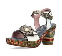 Laura Vita Damen Sandalette Blüte Schmuckstein Kork NELLAO 31, Größe:37 EU, Farbe:Grau