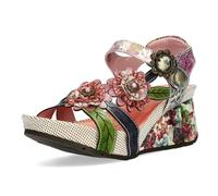 Laura Vita Damen Sandalette Blütenapplikationen Plateau und Keilabsatz Barry 41, Größe:39 EU, Farbe:Rosa