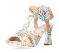 Laura Vita Damen Sandalette Blumenfee mit Pailletten Gummisohle Leder NINO-13, Größe:37 EU, Farbe:Rosa