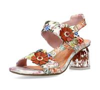 Laura Vita Damen Sandalette Blumenmuster transparenter Blockabsatz Framboiseo 26, Größe:39 EU, Farbe:Rot