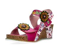 Laura Vita Sandalen BONITO 38 Damen Boho Blumenmuster Keilabsatz Rosa Größe 39