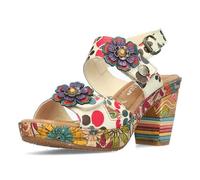 Laura Vita Damen Sandalette EIN Paradies aus Leder mit Klettverschluss NELLAO-15, Größe:37 EU, Farbe:Beige