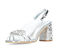 Laura Vita Damen Sandalette in Silber durchscheinend mit Perlen MARLEN-03, Größe:39 EU, Farbe:Silber