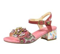 Laura Vita Damen Sandalette Leder Boho Muster und Blütenapplikation Hucbio 42, Größe:38 EU, Farbe:Violett