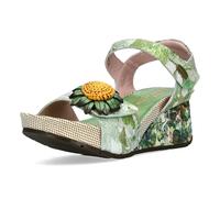 Laura Vita Damen Sandalette Leder mit Blumenmuster und Keilabsatz Barry 36, Größe:39 EU, Farbe:Mehrfarbig