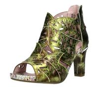 Laura Vita Damen Sandalette Leder Schaft Muster floral Peeptoe Cutout Albane 048, Größe:39 EU, Farbe:Gold