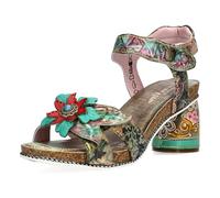 Laura Vita Damen Sandalette mit floral gemustertem Blockabsatz Framboiseo 33