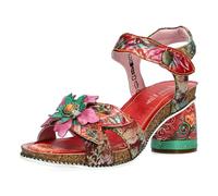 Laura Vita Damen Sandalette mit floral gemustertem Blockabsatz Framboiseo 33