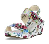 Laura Vita Damen Sandalette mit floralem Muster Klettverschluss FACDIAO-37, Größe:40 EU, Farbe:Weiß