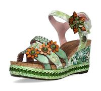 Laura Vita Damen Sandalette Plateau Espadrille mit Keilabsatz Facyo 74, Größe:38 EU, Farbe:Grün