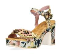 Laura Vita Damen Sandalette Plateau Floralprint Blockabsatz HECALO 12, Größe:39 EU, Farbe:Gelb