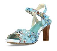 Laura Vita Damen Sandalette Sandale Klettverschluss Absatz Albane 51, Größe:39 EU, Farbe:Blau