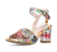 Laura Vita Damen Sandalette LUCIEO-25 – Leder, schimmernde Blüte – Rot, Größe 38